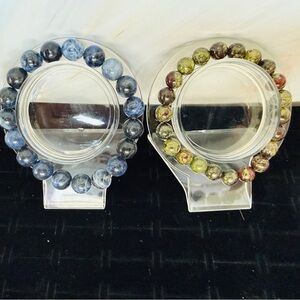 Bracelet Set Sodalite 10mm & Dragon Blood Jasper 8mm Crystal Healing Gift